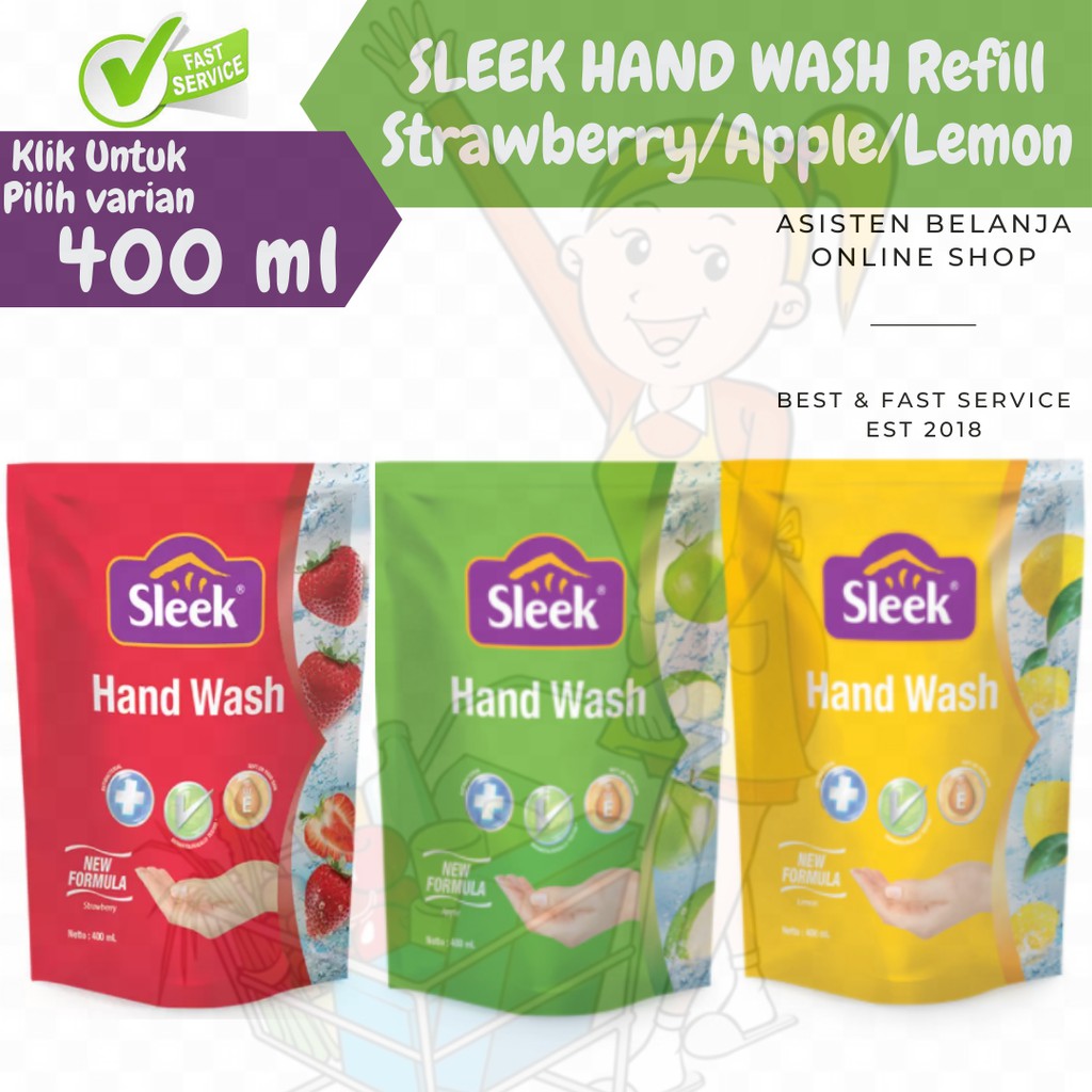 Jual Sabun Cuci Tangan SLEEK AntiBacterial Cair Hand Soap Apel Apple