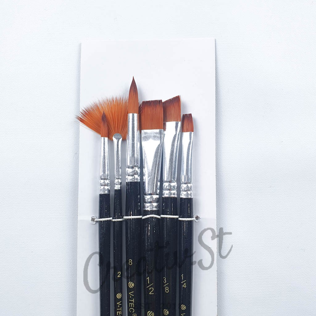 Jual V TEC Kuas Lukis Set A0107 6 Kuas Art Brush Set Shopee Indonesia