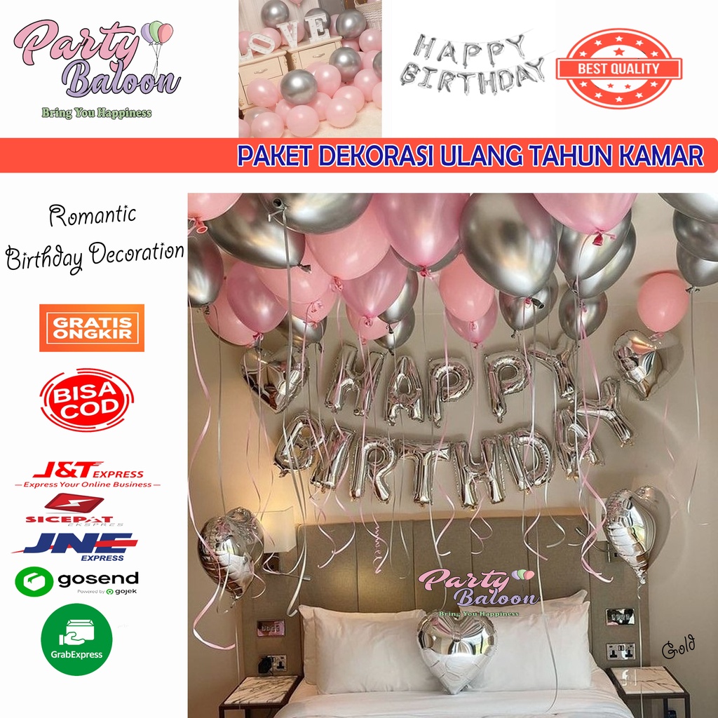 Jual Paket Dekorasi Ulang Tahun Kamar Romantis Ultah Happy Birthday Set