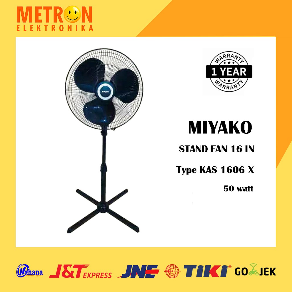 Jual MIYAKO KAS 1606 X BLACK KIPAS ANGIN STAND FAN 16 IN KAKI X