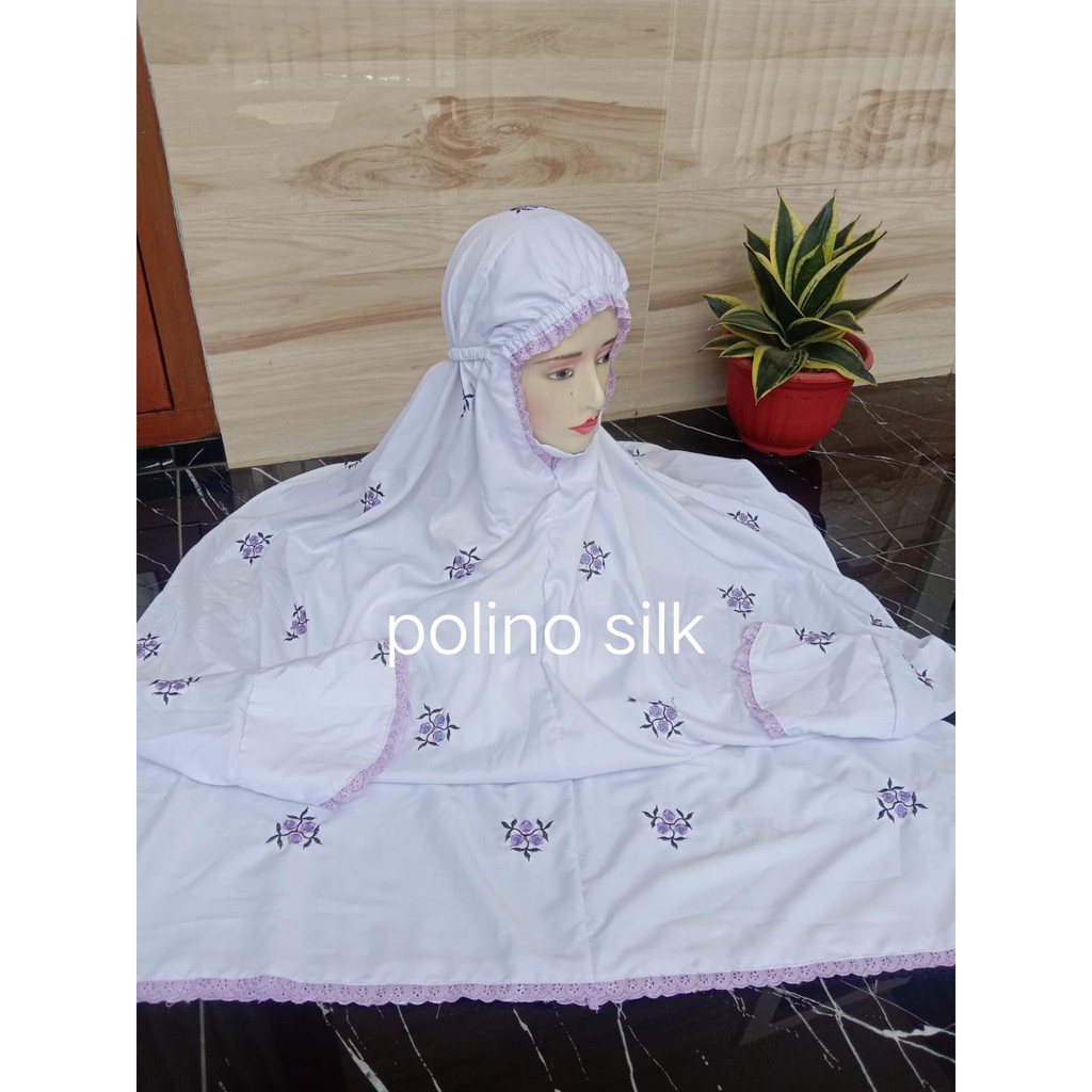 Jual Mukena Dewasa Terusan Polino Silk Bordir Bunga Tabur Shopee