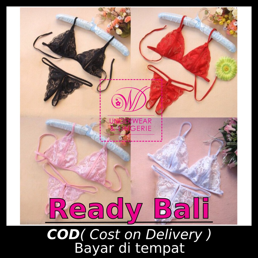 Jual Li Bra Set Lace Lingerie Sexy Transparant G String Bra