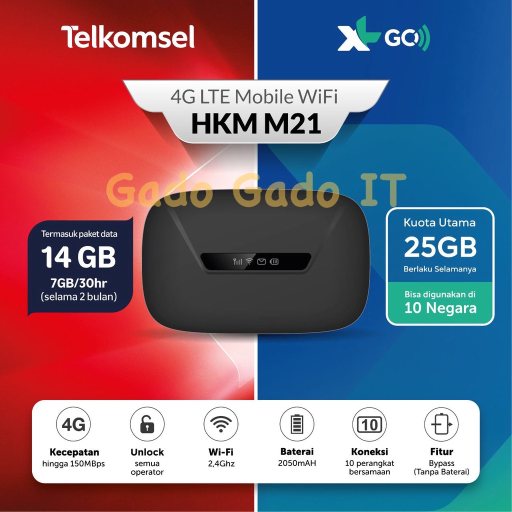 Jual MODEM MIFI XL GO IZI HKM M21 ROUTER WIFI 4G LTE HKM M21 TELKOMSEL