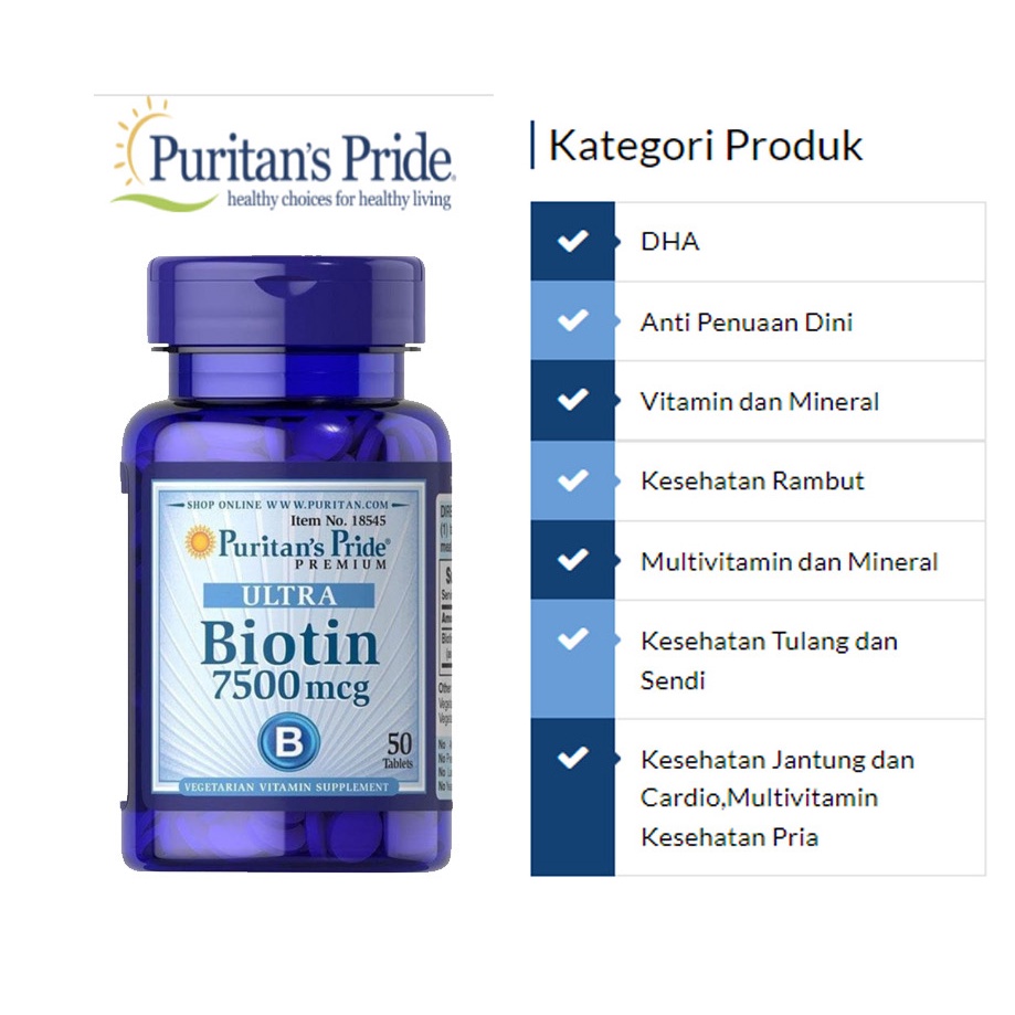 Jual Puritans Pride Ultra Biotin Mcg Suplemen Penumbuh Rambut