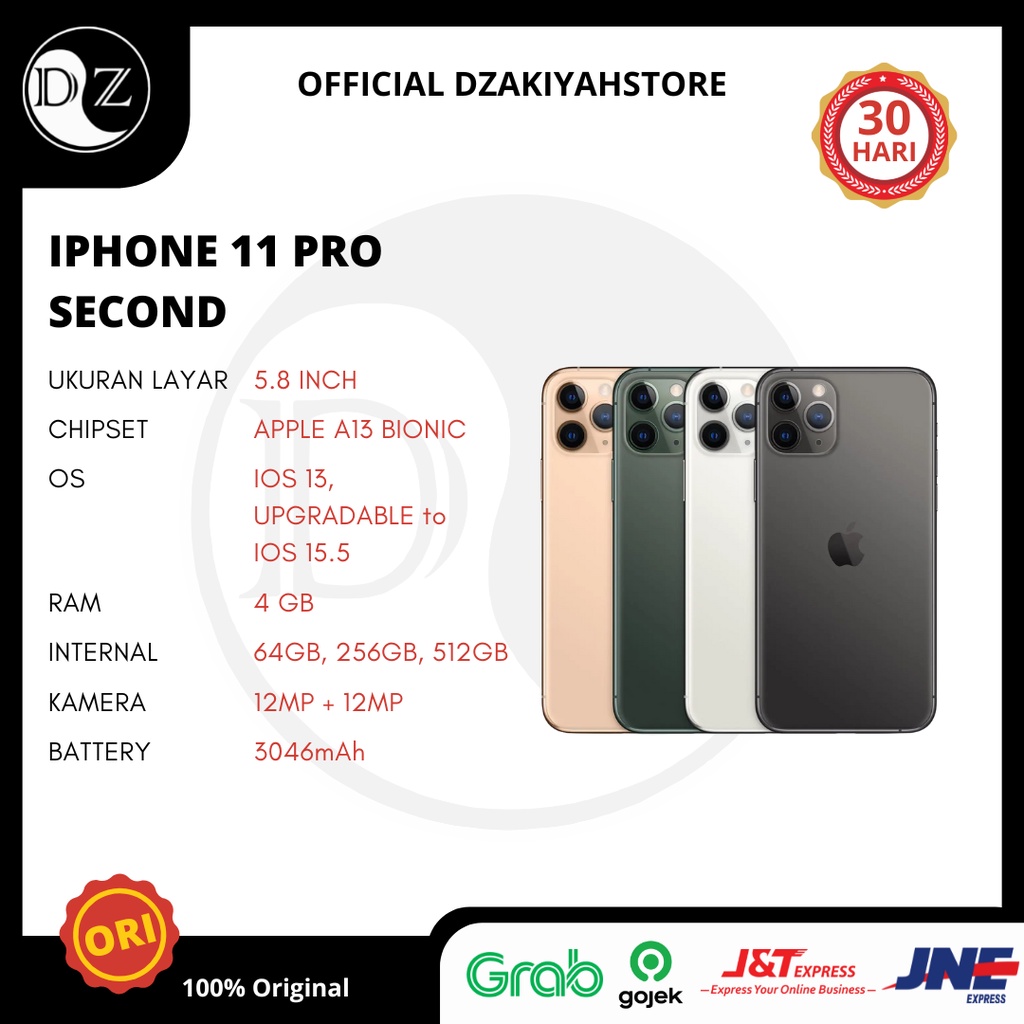 Jual IPHONE 11 Pro 2ND ORIGINAL 64GB 256GB 512GB ALL OPERATOR Shopee