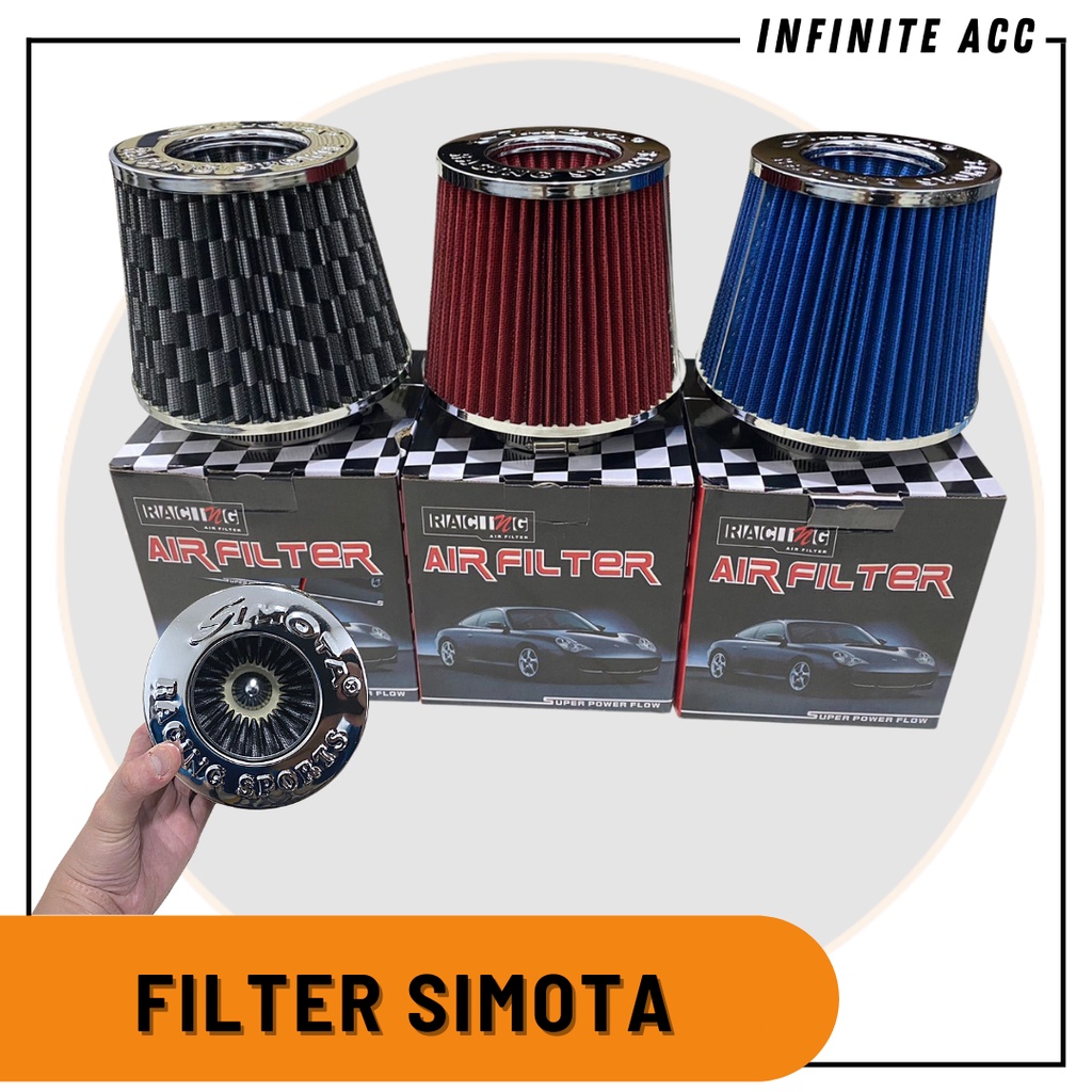 Jual Open Air Filter Udara Simota Merah Biru Hitam Carbon Inch