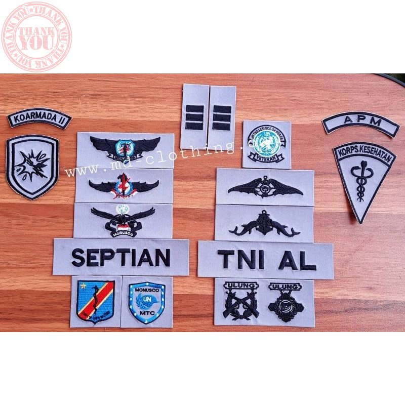 Jual Papan Nama TNI AL PDL Layar Monusco Terbaru Bordir Nama Shopee