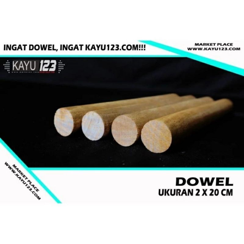 Jual DOWEL KAYU STIK KAYU BULAT GAGANG SAPU 2 CM X PANJANG 20 CM