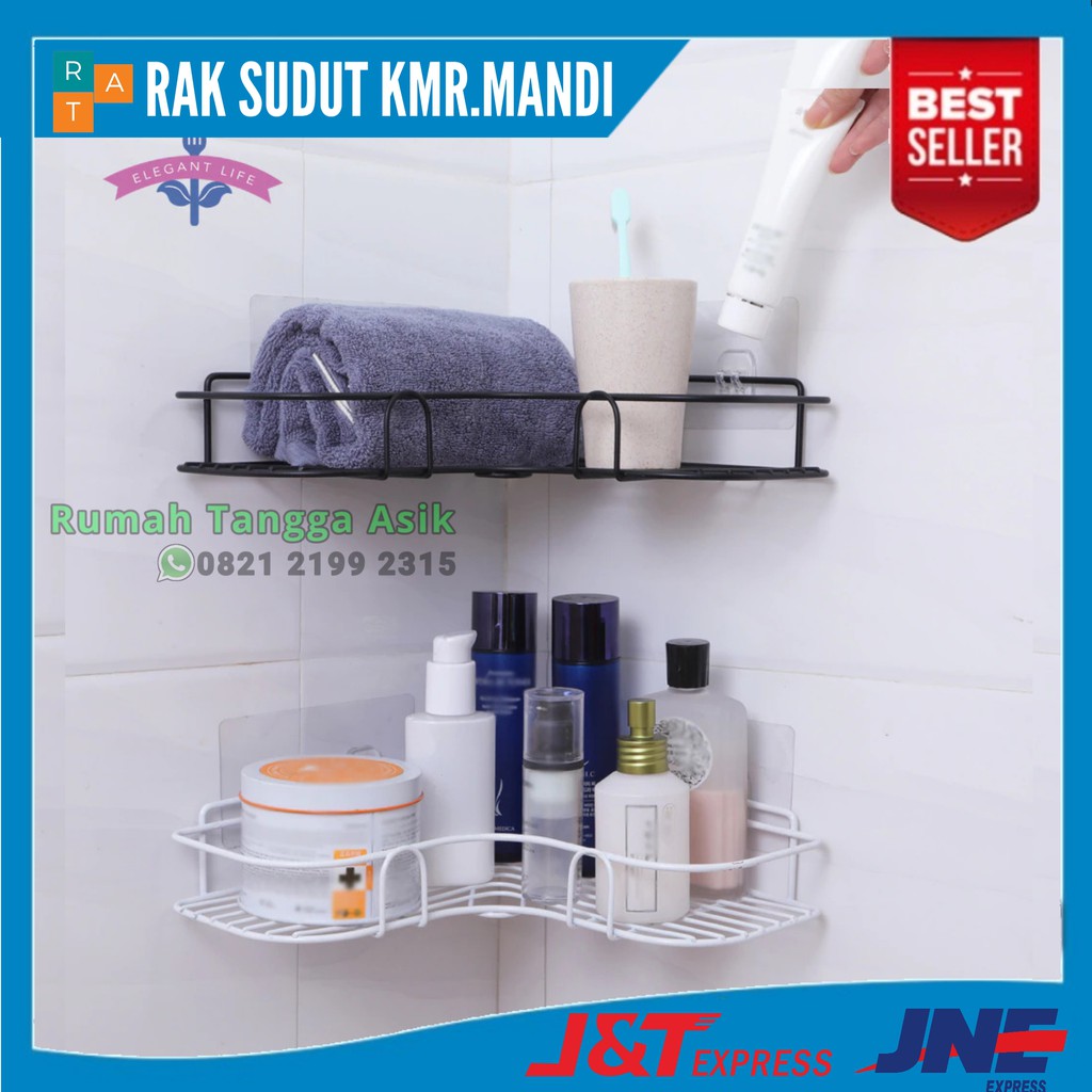 Jual Rak Sudut Kamar Mandi Siku Stainless Tempel Perlengkapan Rak