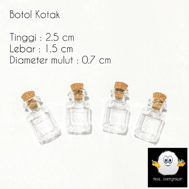 Jual Mr Generie Ml Square Glass Bottle Botol Kaca Tutup Gabus Kayu