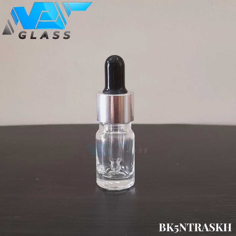 Jual Botol Kaca Pipet 5ml Bening Tebal Ring Almunium Silver Shopee