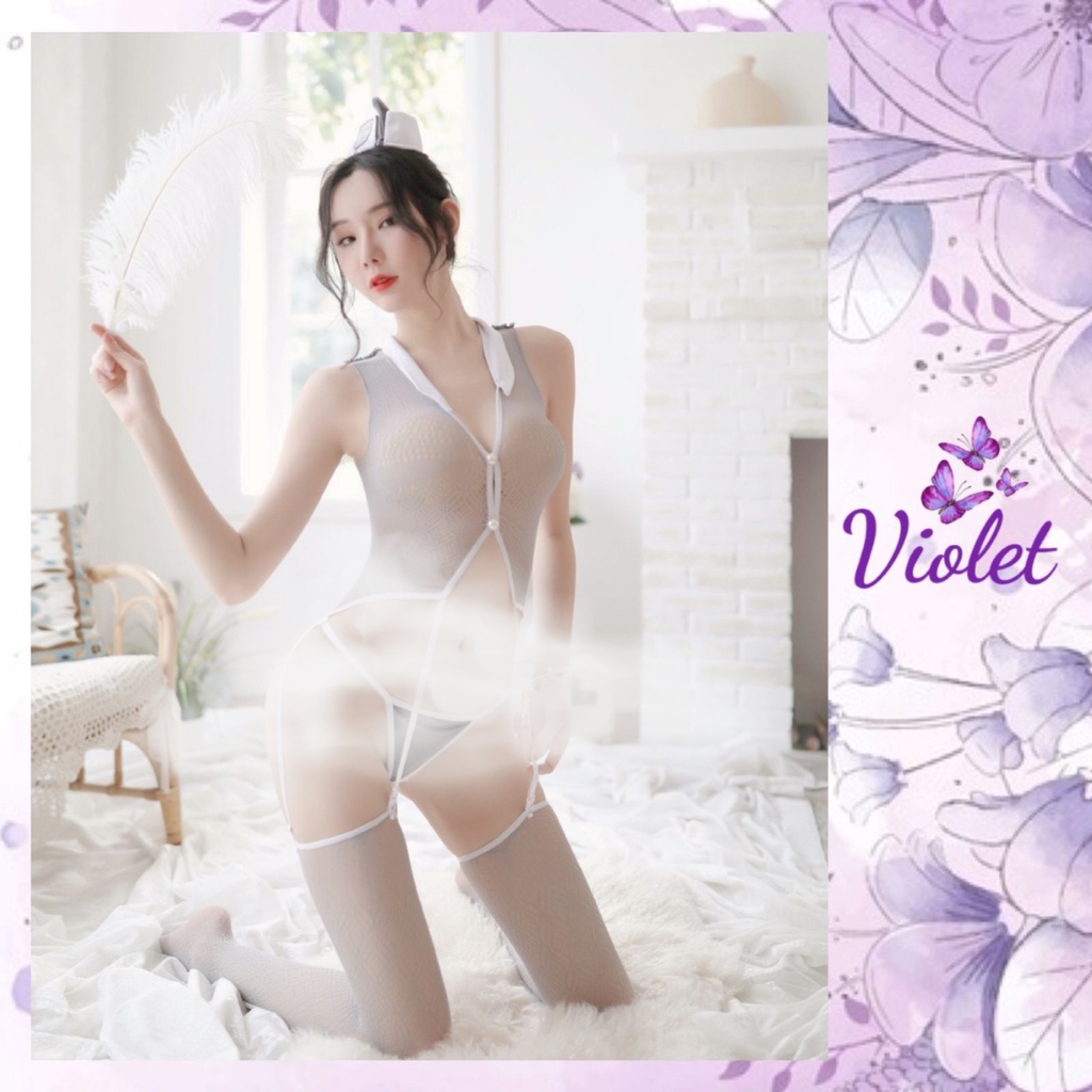 Jual Violet Set Lingerie Seamless Body Stocking G String Seksi Model