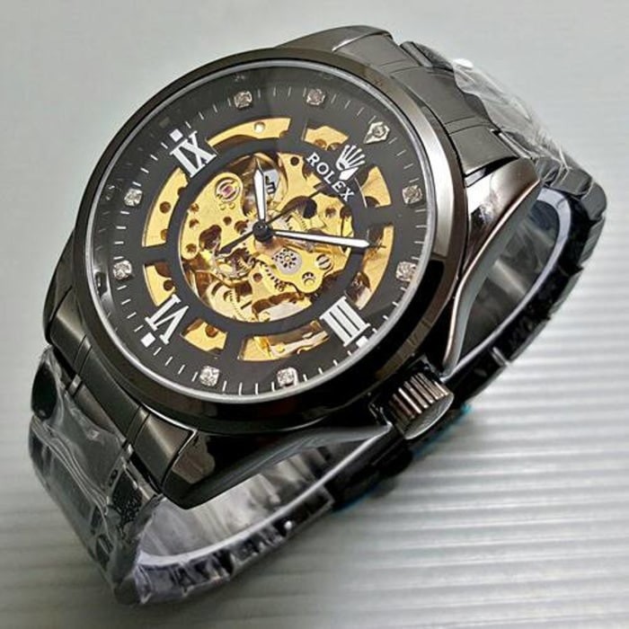 Jual Jam Tangan Pria ROlex Skeleton Hitam Shopee Indonesia