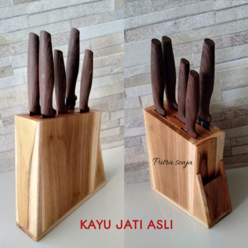 Jual Tempat Pisau Dapur Kayu Tempat Pisau Set MURAH Shopee Indonesia