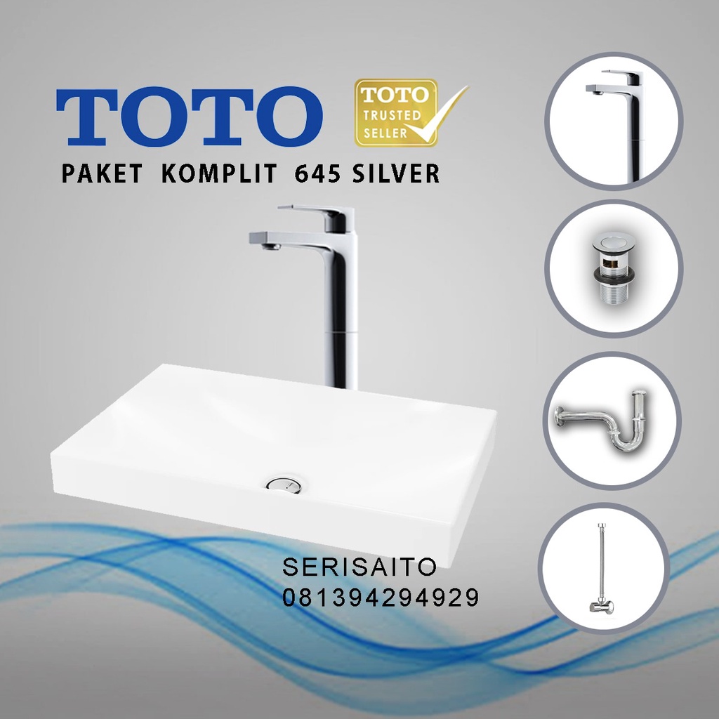 Jual Wastafel TOTO LW645J Komplit Kran Sifon SILVER LW 645 J