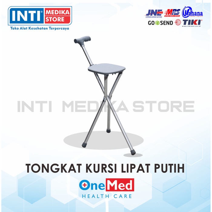 Jual ONEMED Tongkat Kursi Lipat Putih Tongkat Duduk Shopee Indonesia