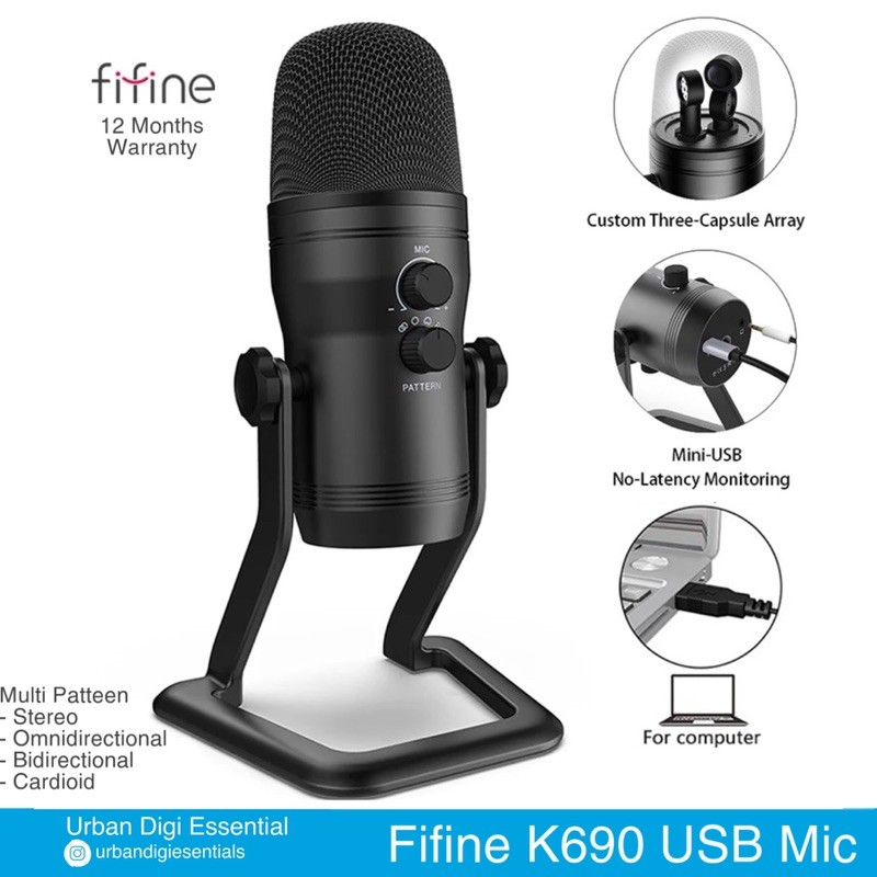 Jual Fifine K Usb Mic Condenser Microphone Multi Pattern