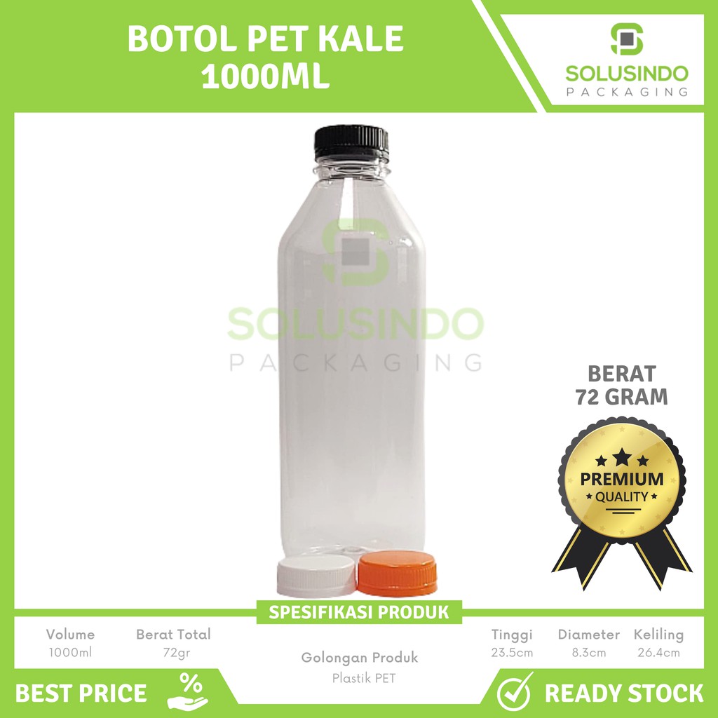 Jual Botol Kale 1000 Ml 1 Liter Premium Plastik Tebal Transparan