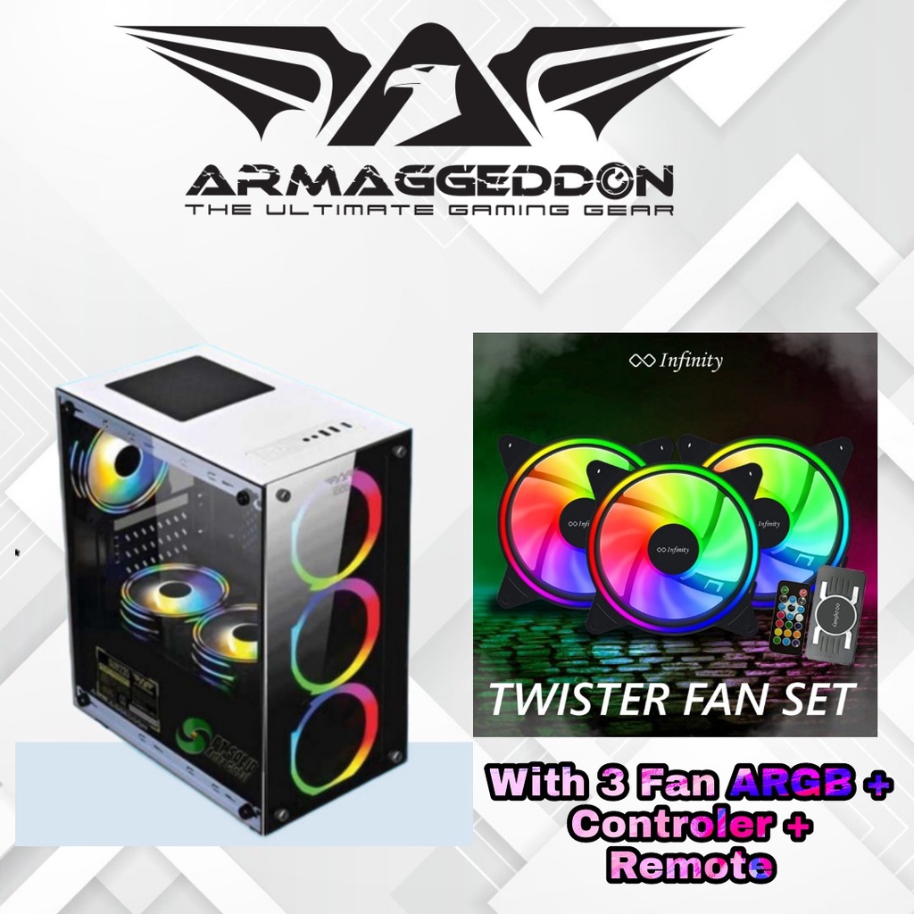 Jual Casing Pc Gaming Armaggeddon Nimitz Tr White Black Free Fan