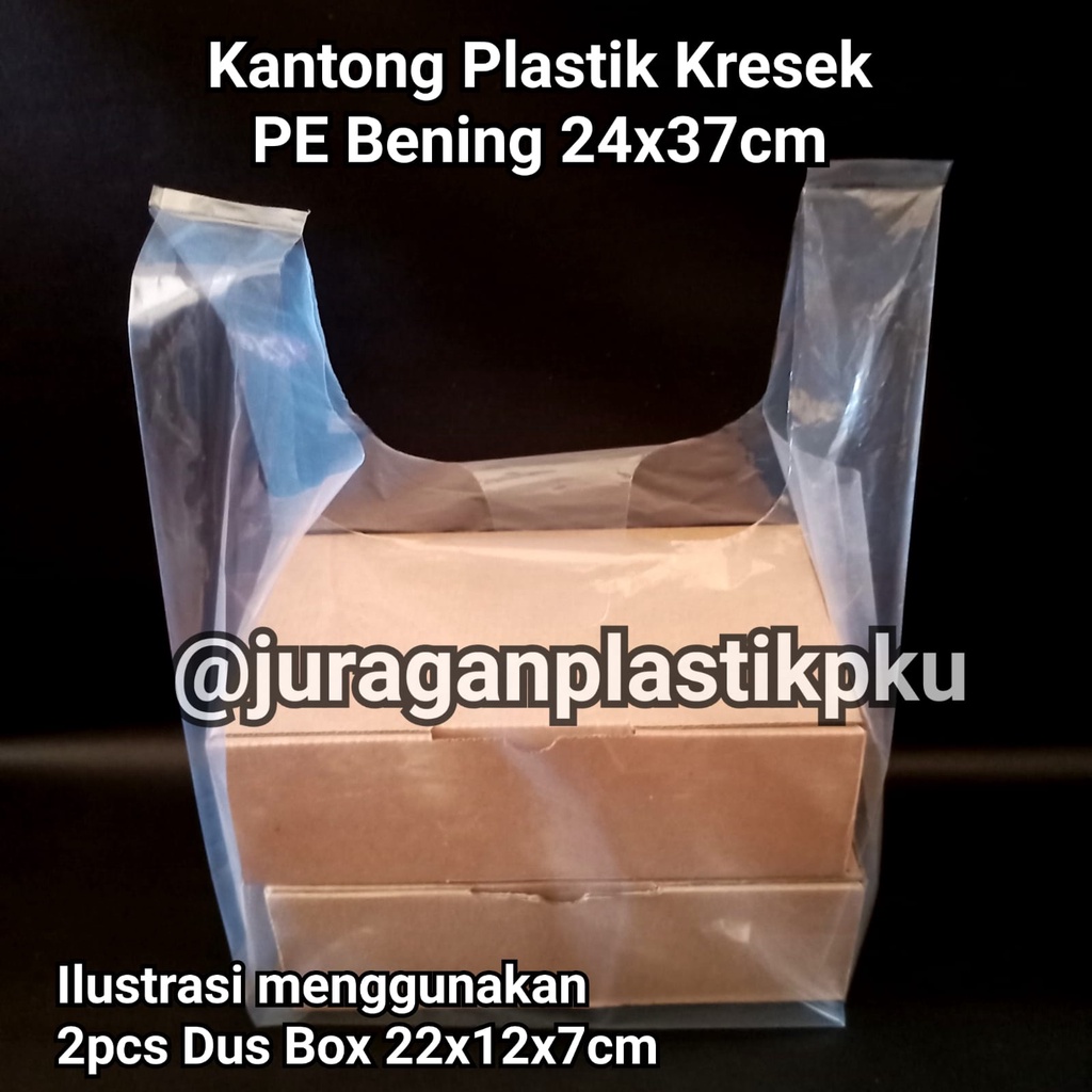 Jual 24x37 Cm Kantong Plastik Kresek PE Bening 24 Cm Tebal Asoy