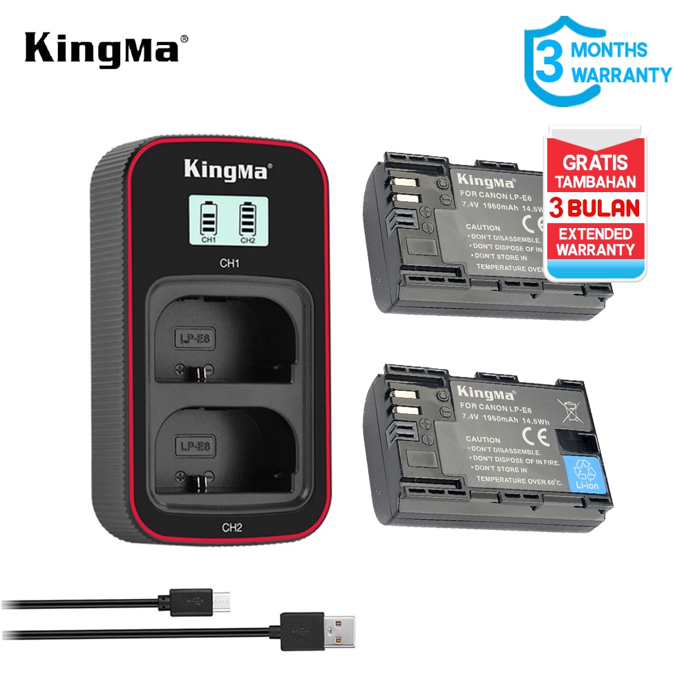 Jual KINGMA Battery Canon LP E6 2 Pack With Dual Charger Lcd Display