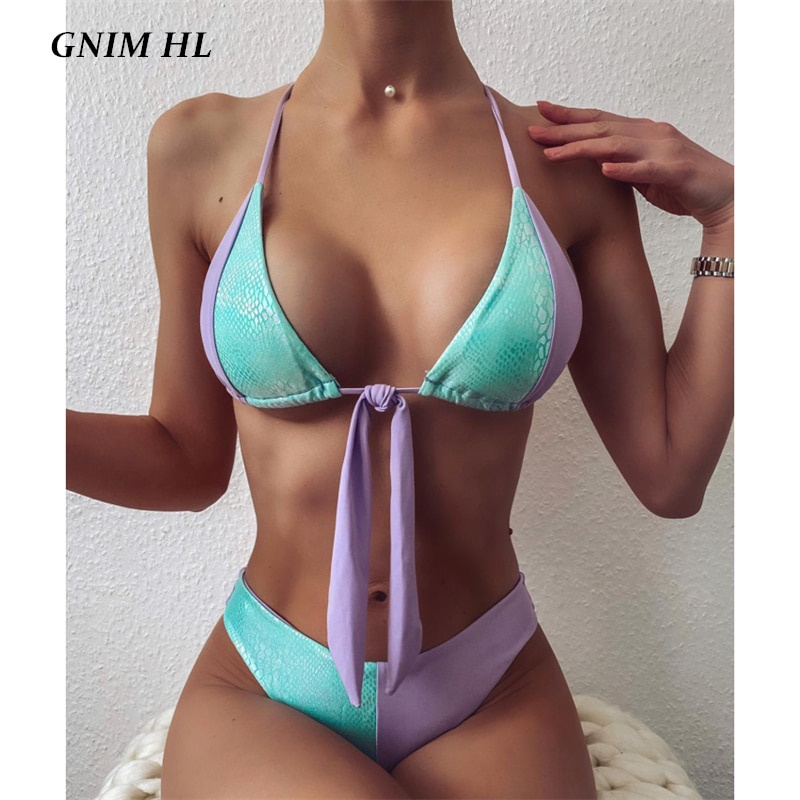 Jual PREORDER GNIM Seksi Patchwork Bikini Set 2020 Musim Panas Segitiga