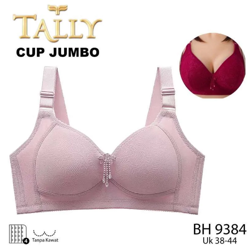 Jual BRA JUMBO BRA TALLY 9384 CUP D BESAR TANPA KAWAT TANPA BUSA MOTIF