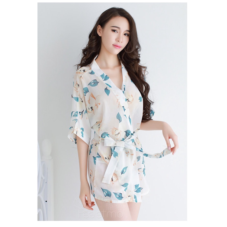 Jual Cod Kimono Lingerie Sexy Gstring Baju Tidur Bahan Sifon Shopee