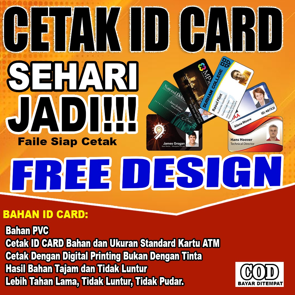 Jual Cetak ID Card Bahan PVC Kartu Member Kartu Pegawai Kartu