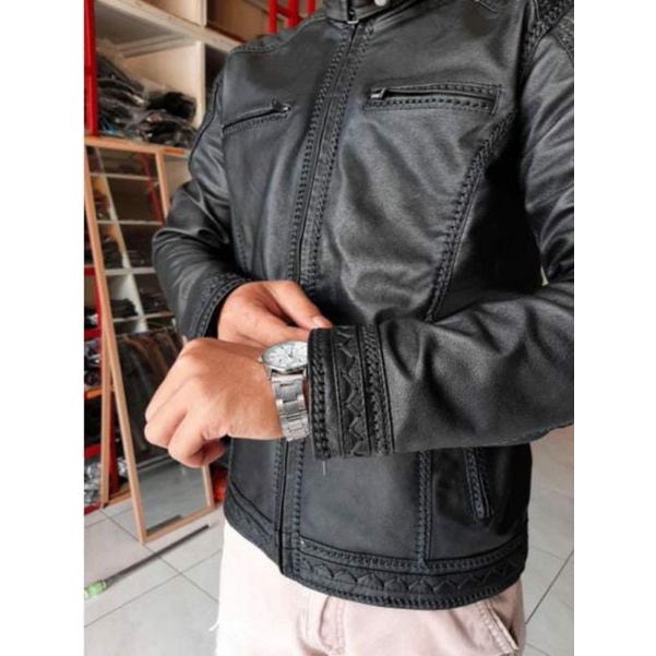 Jual Jaket Kulit Sulam Jaket Pria Kulit Asli Domba Garut Model David