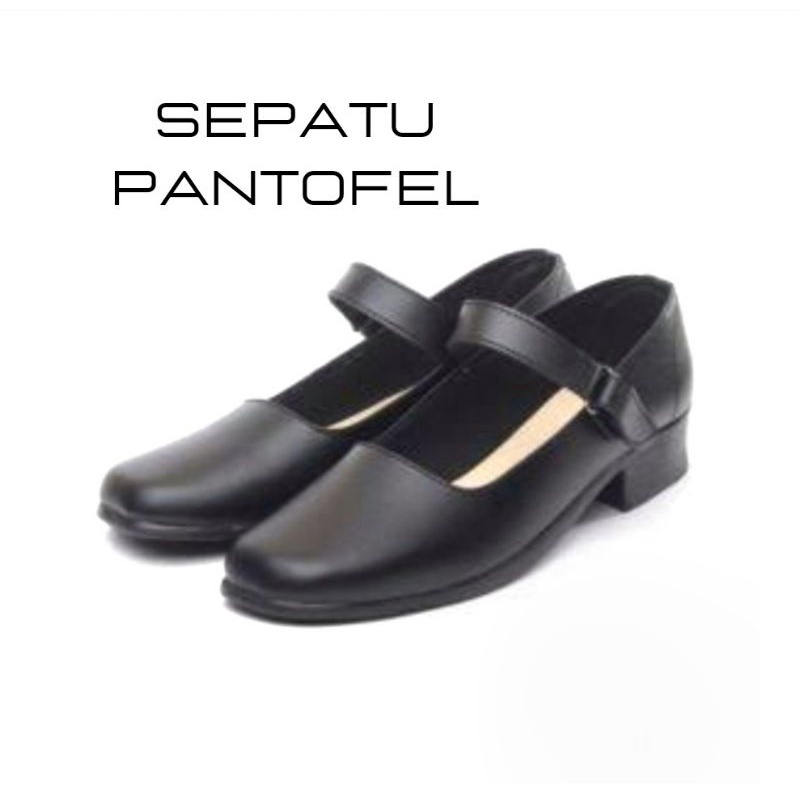 Jual Sepatu Pantofel Wanita Cewek Hitam Kerja Kantor Paskibra Hak 3 Cm