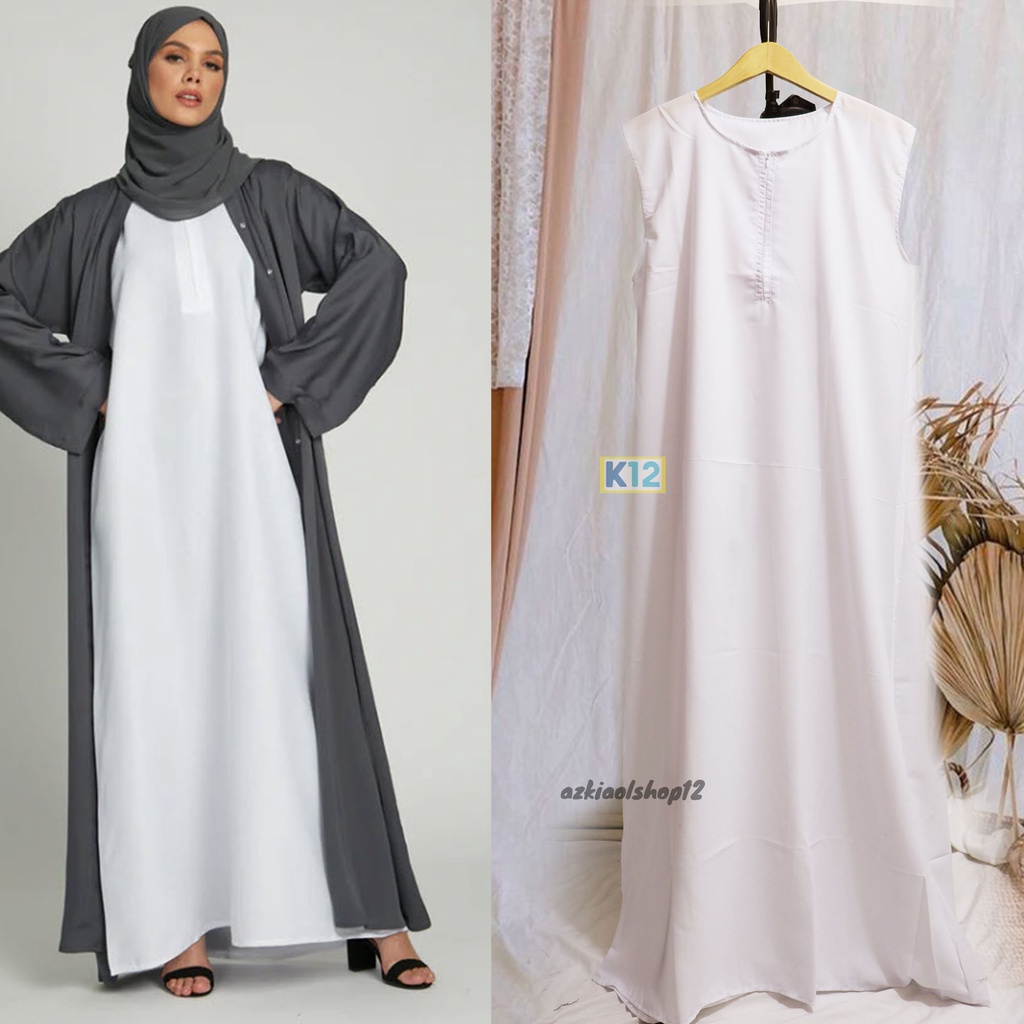 Jual BISA COD INNER DRESS ABAYA TANPA LENGAN SIZ S M L XL XXL