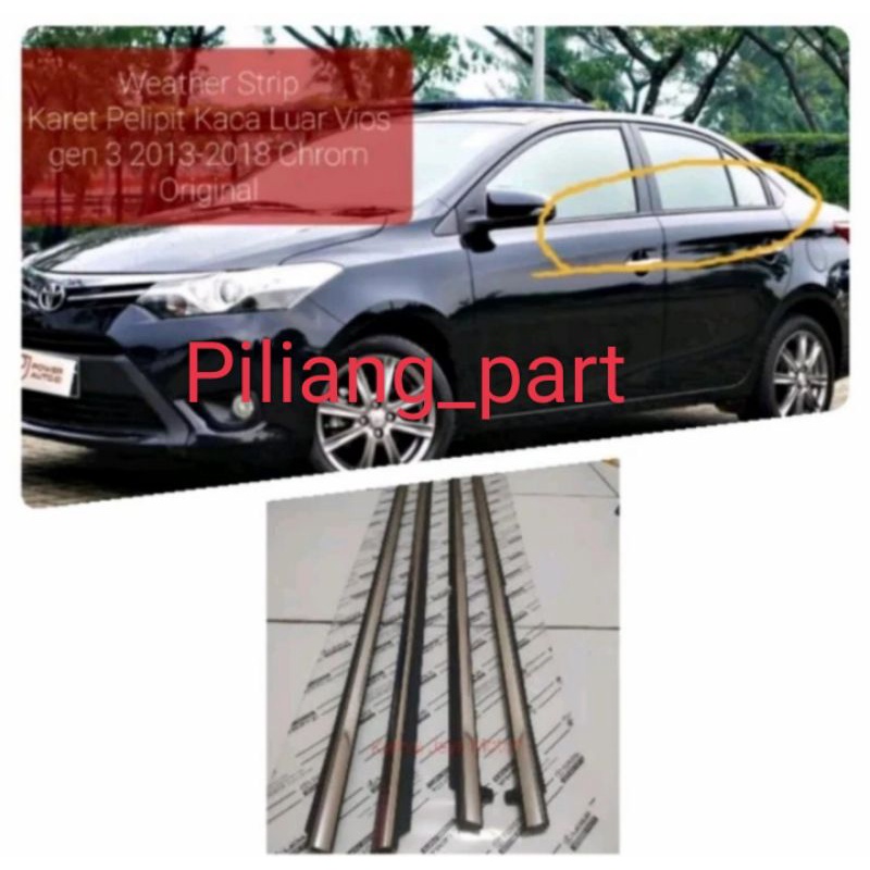 Jual Karet Pelipit Kaca Luar Water Strip Vios Gen 3 2013 2018 Original