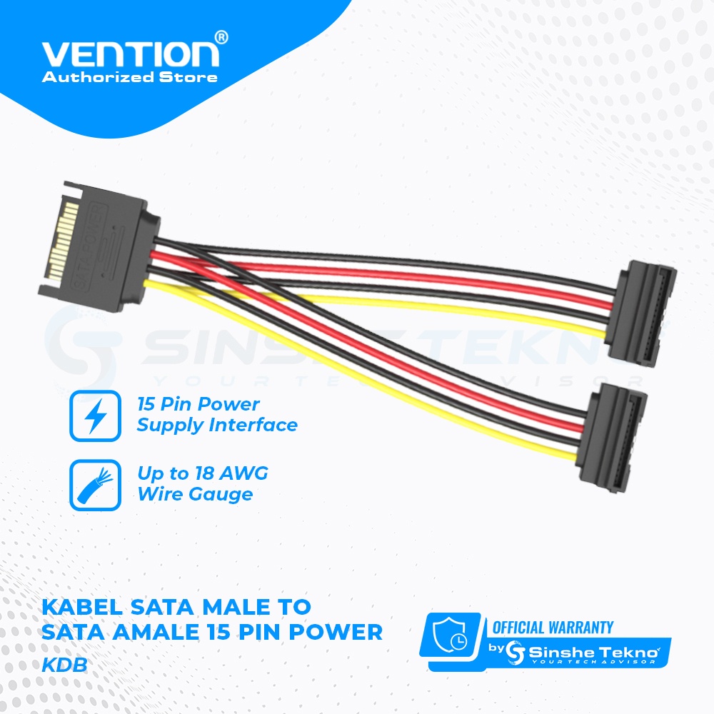 Jual Vention KDB Kabel Power SATA 15 Pin Male To 2 Female Harddisk HDD