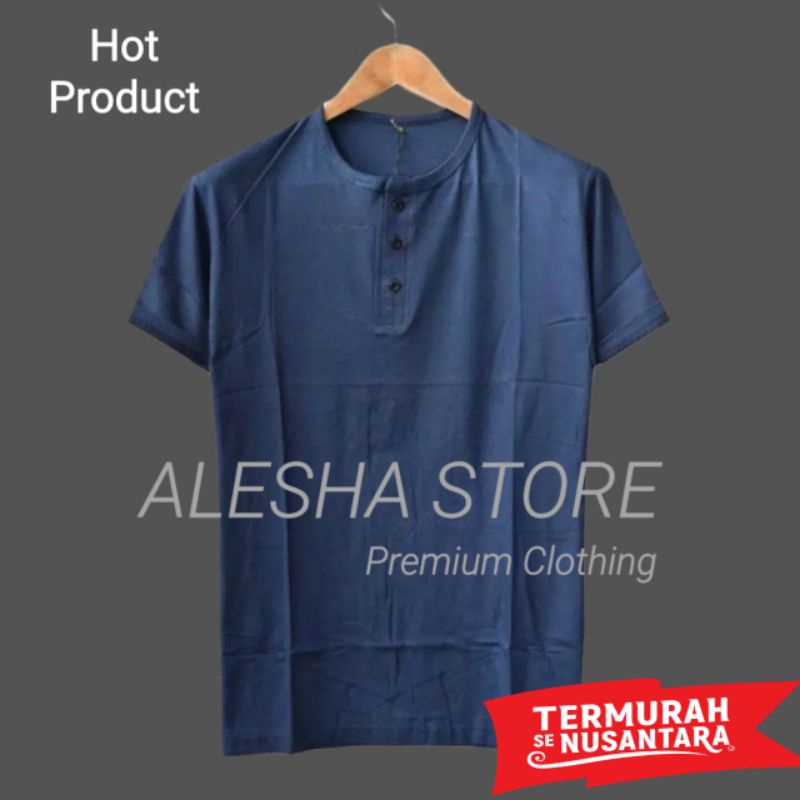 Jual Kaos Polos Kancing Henley Cotton Premium Lengan Pendek Kaos