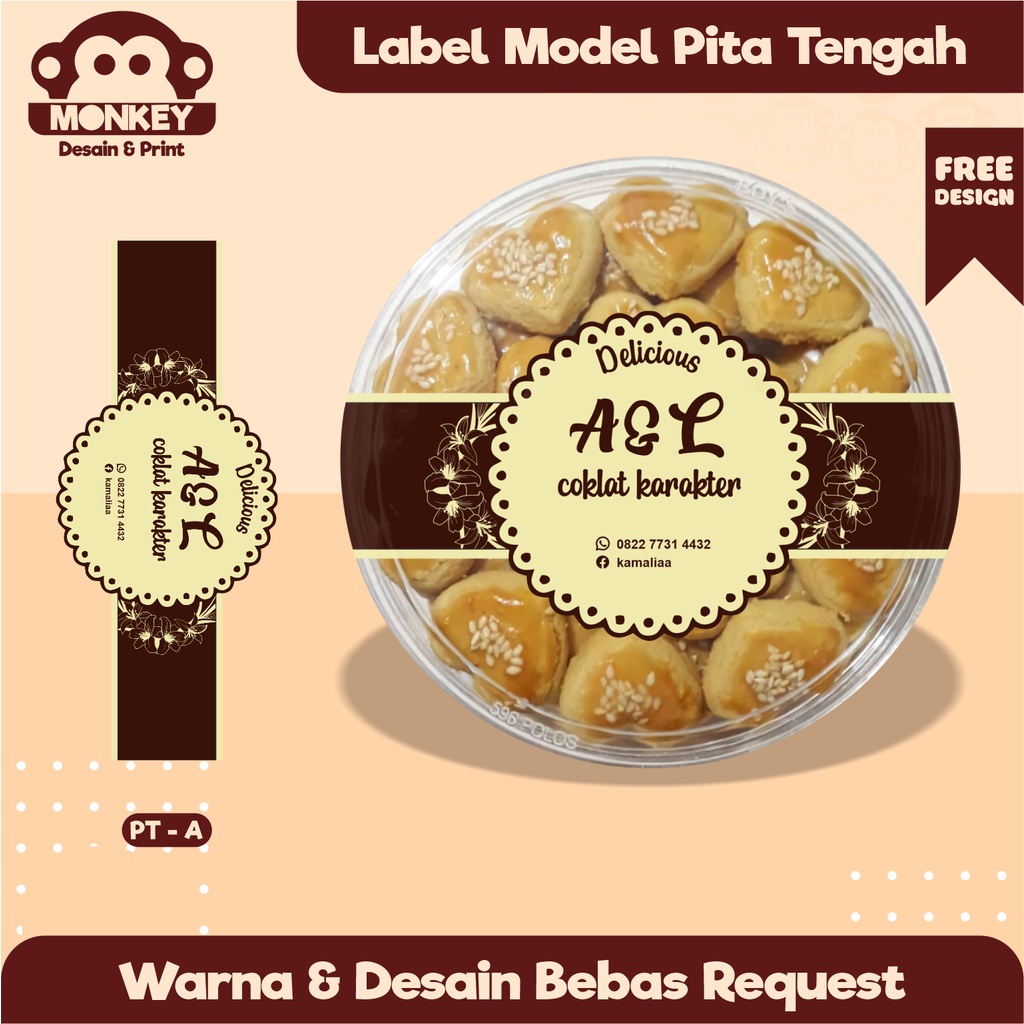 Jual Label Sticker Toples Kemasan Custom Bahan Cromo Model Pita Tengah