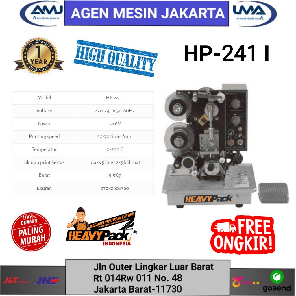 Jual Mesin Cetak Tanggal Kadaluarsa Atau Expired Date Semi Auto Hot