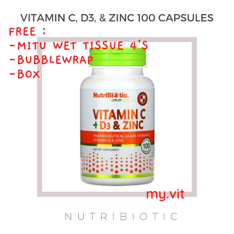 Jual NUTRIBIOTIC IMMUNITY VITAMIN C D3 ZINC 100 CAPSULES Shopee