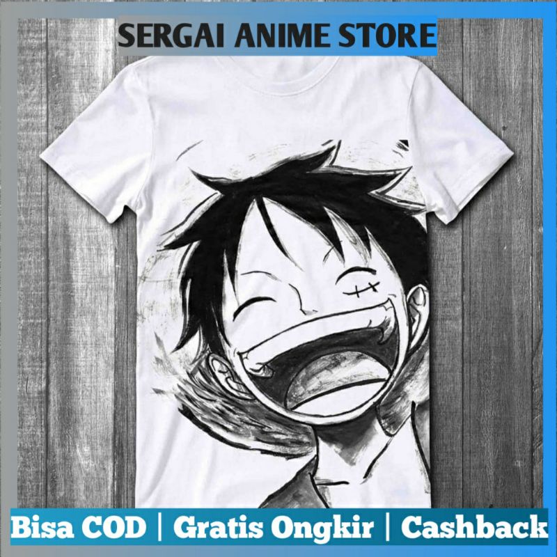 Jual Op Kaos One Piece Luffy Face Baju Anime One Piece Sablon