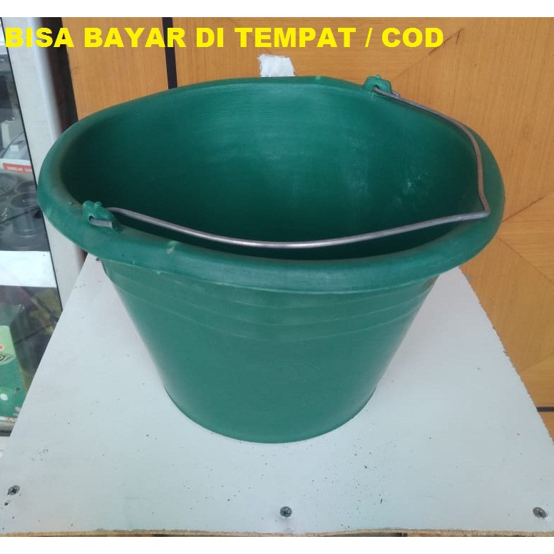 Jual EMBER PLASTIK HIJAU 3 RODA SEDANG EMBER COR ANTI PECAH EMBER