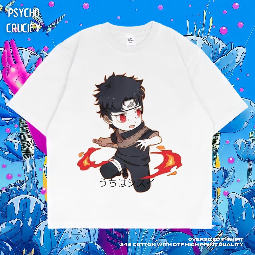 Jual Psycho Crucify Uchiha Shisui Oversized T Shirt White Kaos