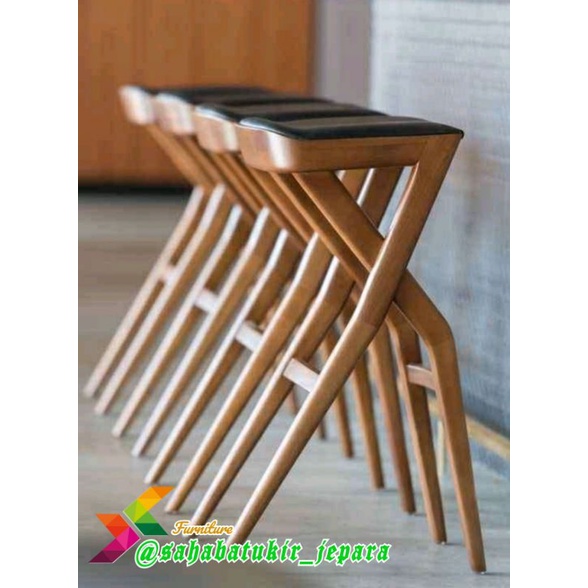 Jual Kursi Bar Silang Modern Kursi Kafe Minimimalis Retro Kursi Kayu