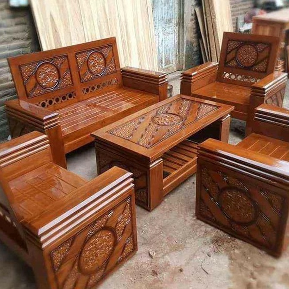 Jual Set Meja Dan Kursi Tamu Kayu Jati Asli Ukir Jepara Formasi