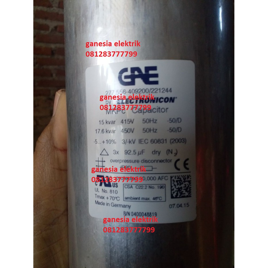 Jual Kapasitor Bank Gae 15kvar 415v Capacitor Bank Gae 15 Kvar 415v