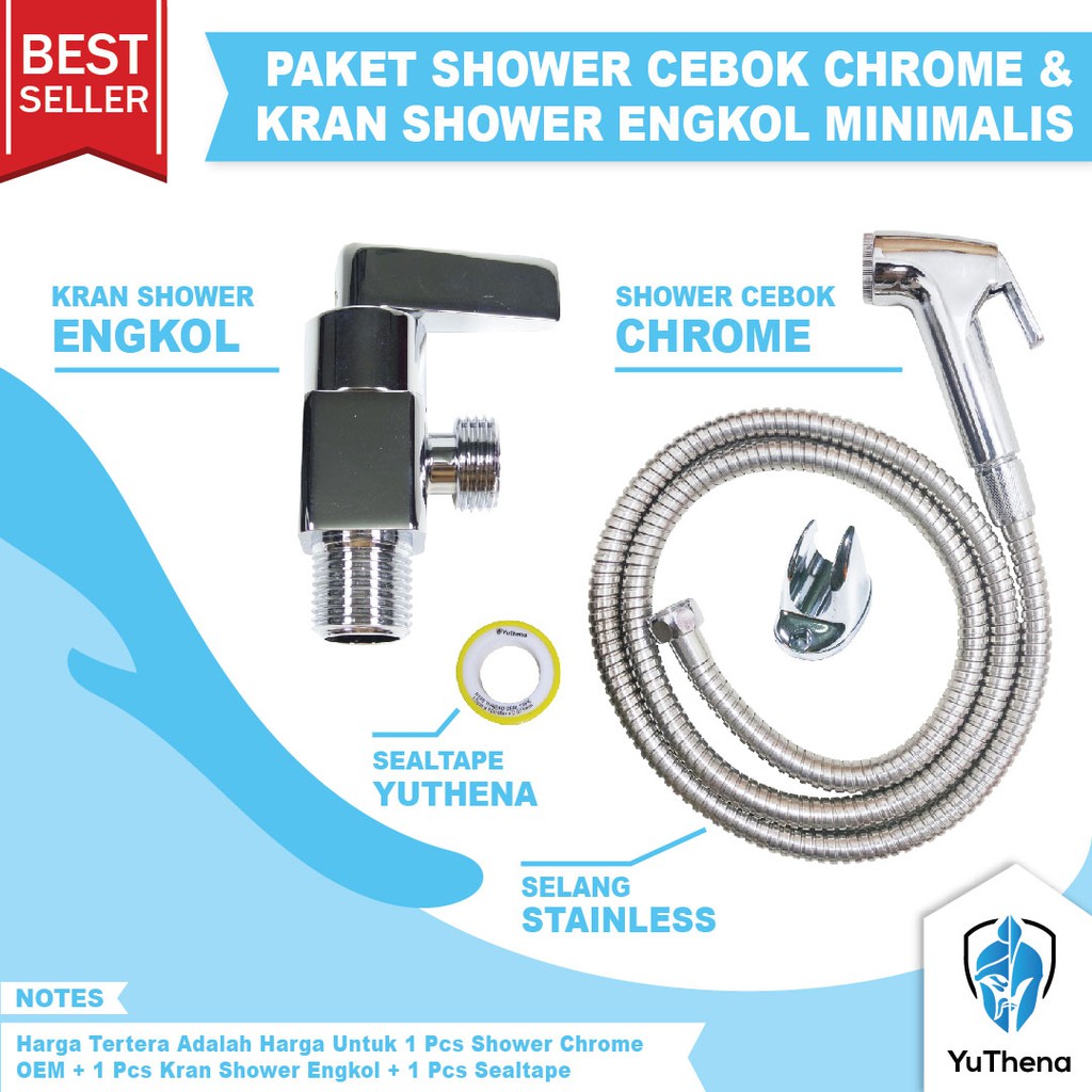 Jual Paket Kran Shower Stop Kran Engkol Dan Shower Cebok Chrome Oem