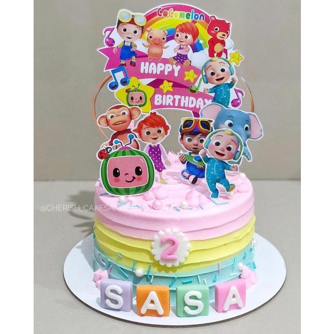 Jual Cocomelon Pink Topper Cake Birthday Hiasan Kue Ulang Tahun