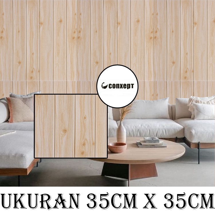 Jual Cx Wallpaper Foam D Dinding Kayu Cream Premium Wallpaper Stiker