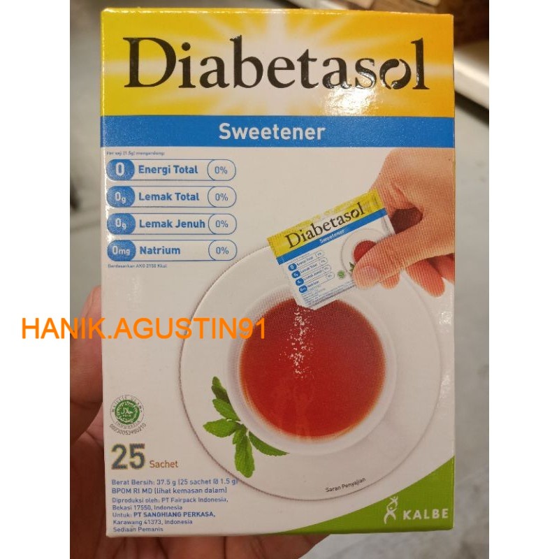 Jual Diabetasol Sweetener Zero Calorie 25 Sachet X1gr GULA