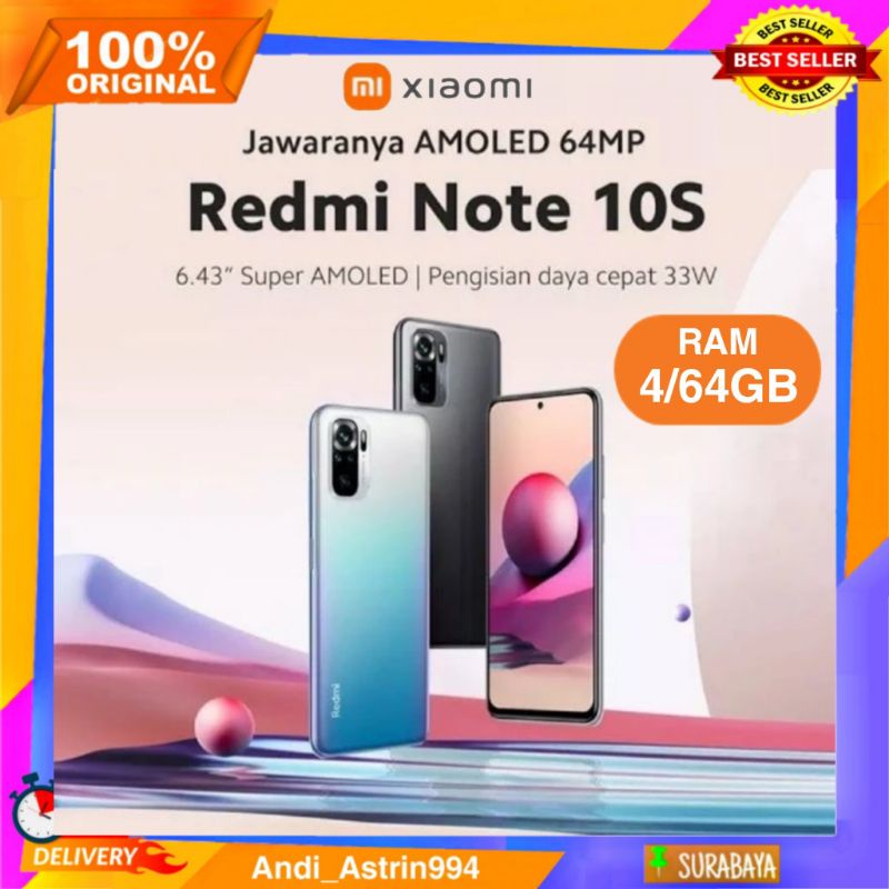 Jual Xiaomi Redmi Note 10S 8 128GB 8GB 128GB GARANSI RESMI NEW SEGEL