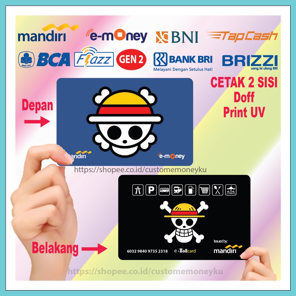 Jual KARTU EMONEY ANIME LOGO KARTUN BAJAK LAUT ONE PIECE ETOLL E MONEY